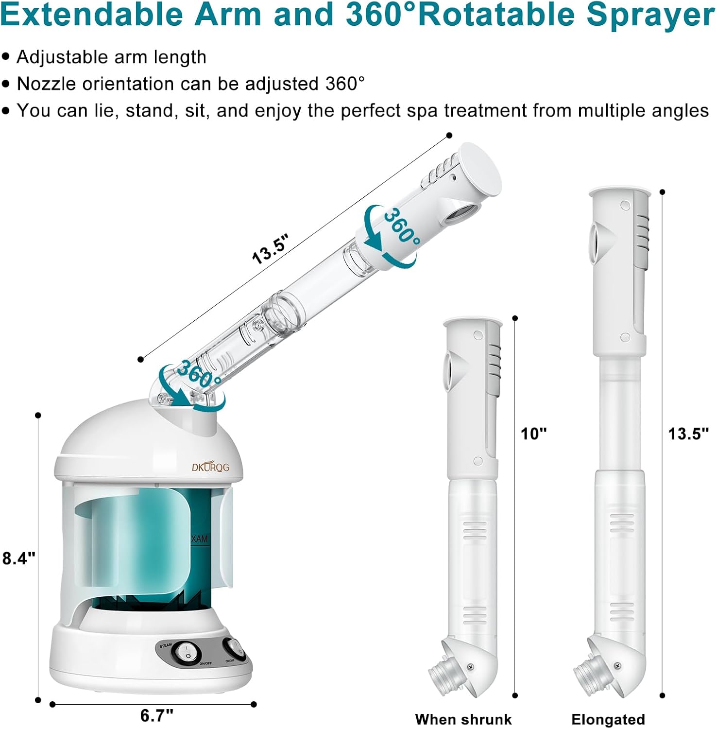 Facial Steamer, Nano Ionic Face Steamer for Facial Deep Cleaning Portable Ozone Steamer with Extendable 360° Rotating Arm, Humidifier for Home Salon Spa or Personal Care (Blue) - Image 5