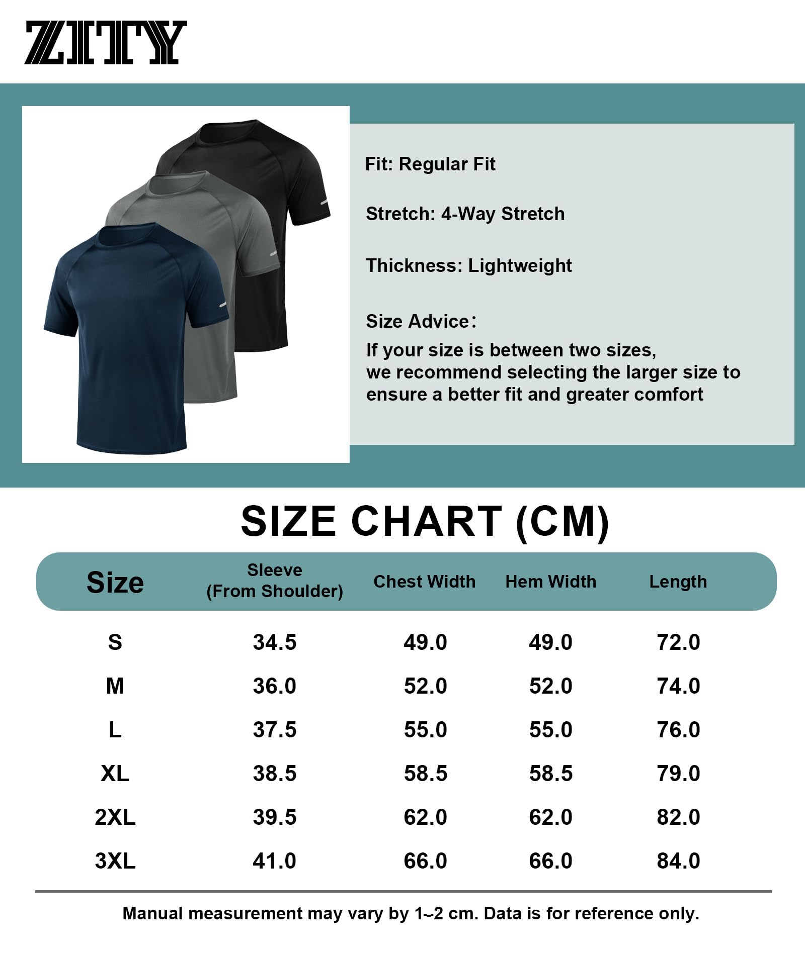 ZITY Pack de 3 Camisetas Manga Corta Hombre Camiseta Deporte Hombre Camiseta Transpirable Secado Rápido de Verano Ropa Running Gym Fitness