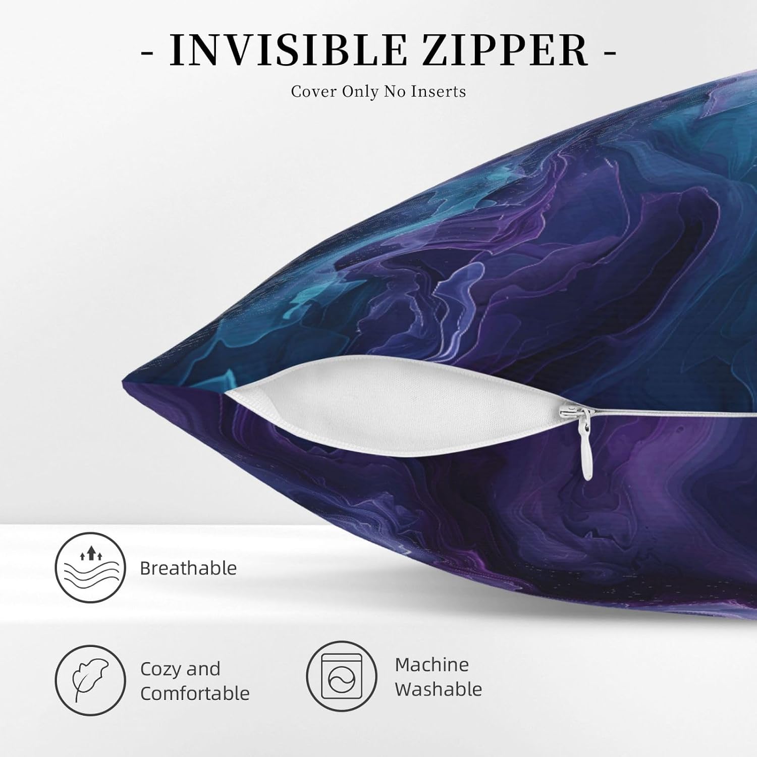 Purple Teal Turquoise Galaxy Nebulous 18x18 inches Throw Pillow Covers Cozy Square Pillowcases Home Decor for Bed Couch Sofa Office Living Room Cushion Covers image 4