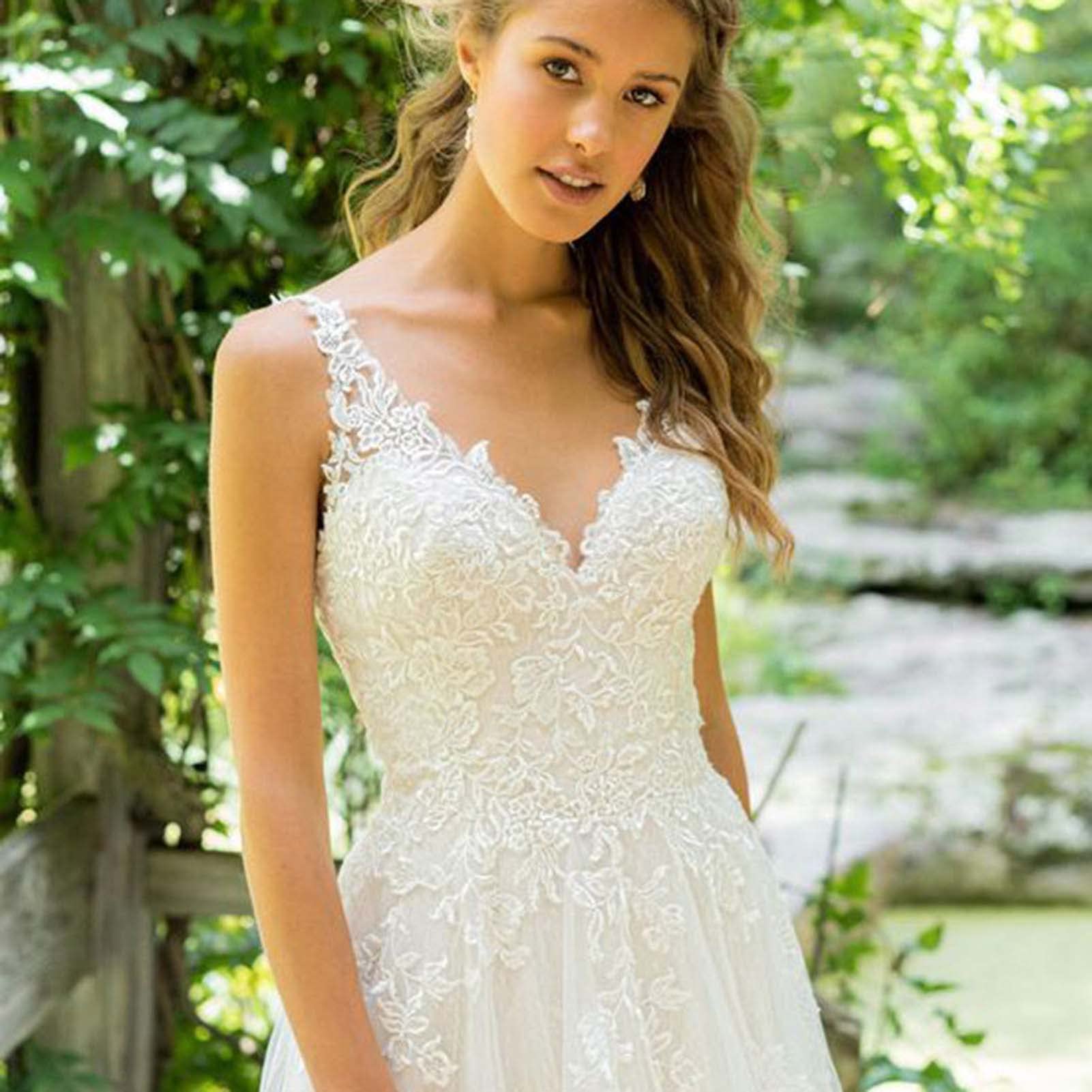 Fiesta de Bodas en la Playa Vestido de Novia Doble V Vestido de Dama de Honor