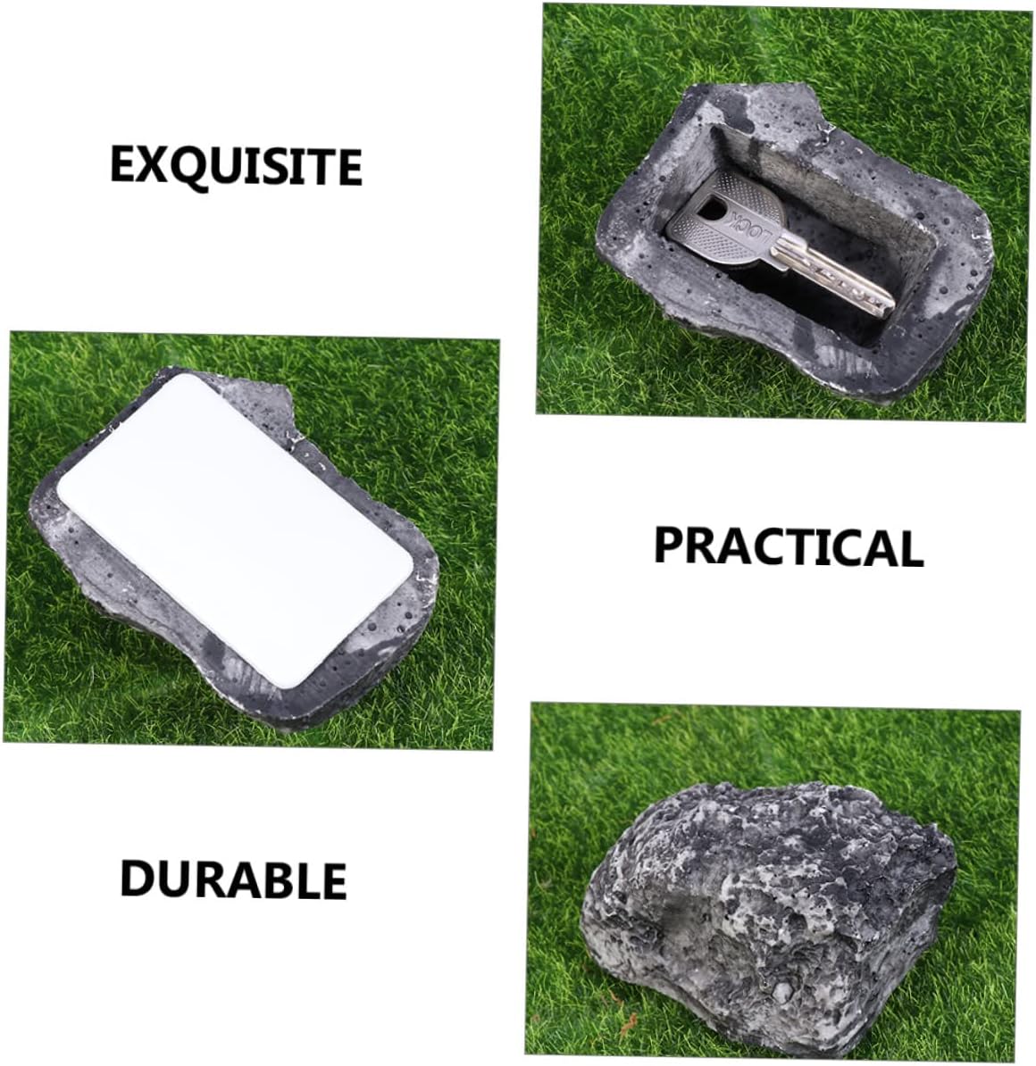 2pcs Fake Stone Key Hider Box Outdoor Key Storage Garden Blends Landscaping for Cash and Items