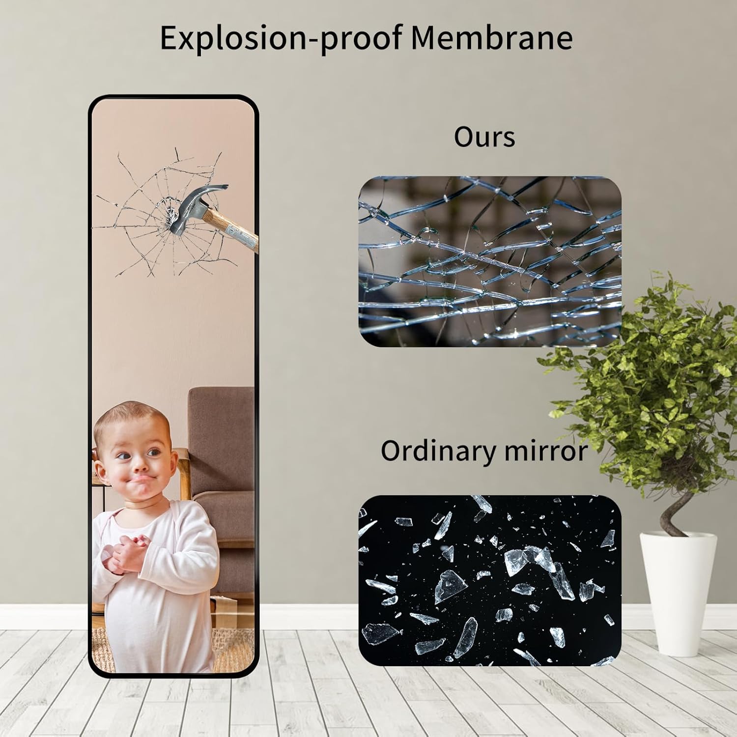 Giftgarden 47”x14” Black Full Length Mirror Aluminum Alloy Framed, Sleek Long Full-Body Metal Tall Mirror Wall Mounted or Hang Over The Door for Bedroom Bathroom Closet