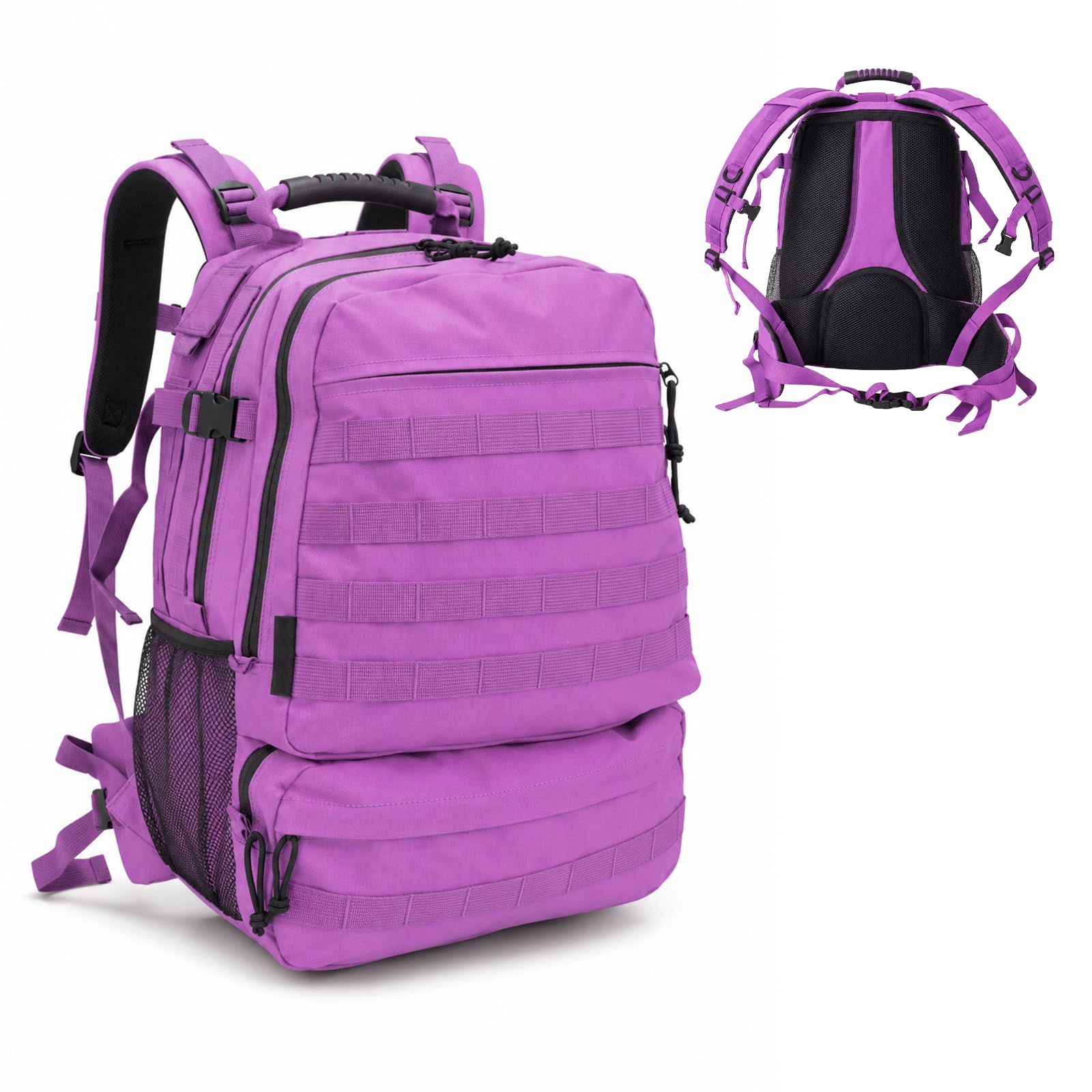 Bordlite 25L Military Tactical Backpack, Heavy Duty MOLLE Rucksack with Padded Shoulder Straps, Waist Belt, Multiple Compartments for Hiking, Camping, Travel, Gym & Work, Pink