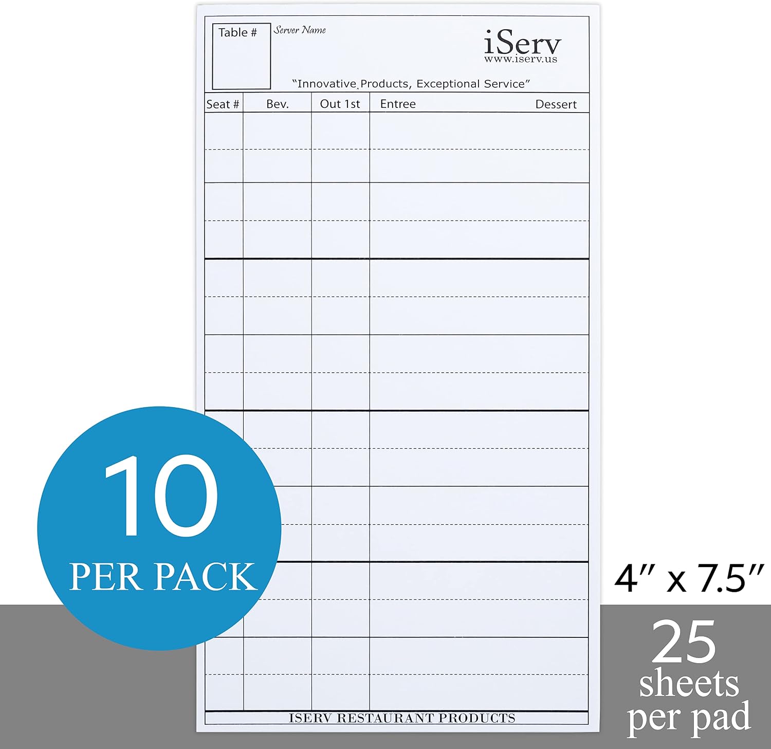 iServ Order pads (10 pack) for Servers/Waitresses -Made in USA- Designed to keep Waitstaff Professionals Organized- Guest checks Order pads fits in waiter book thumbnail