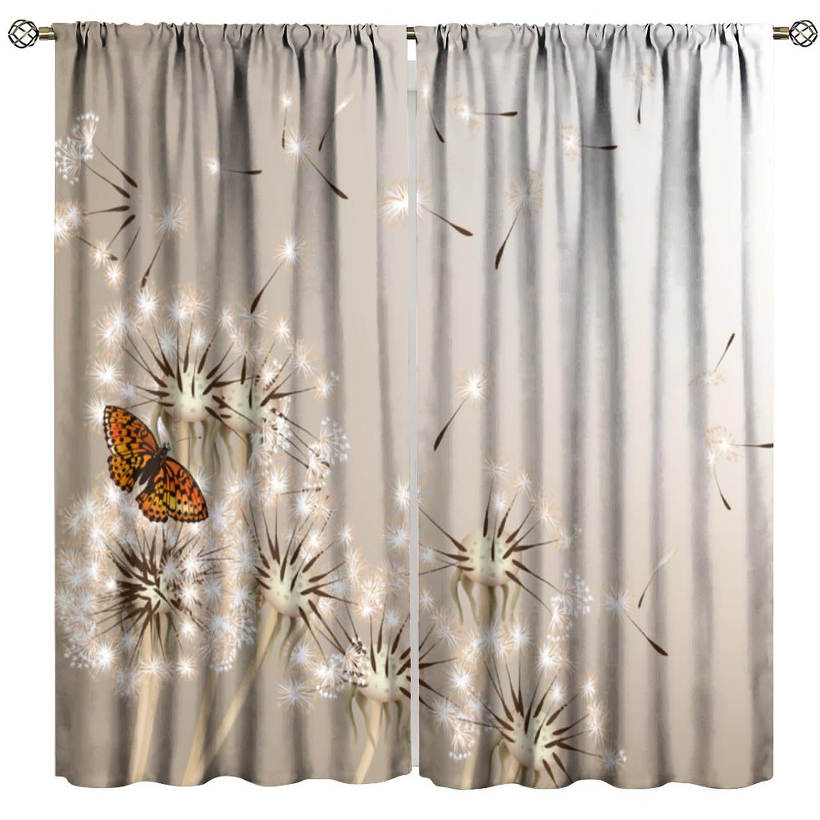 BenYaSong Dandelion Blackout Window Curtains,Kids Butterfly Curtains & Drapes,Dandelions in Countryside for Home Kitchen Livingroom Coffee Room Window Curtain 2Panel 52" W X 96" L