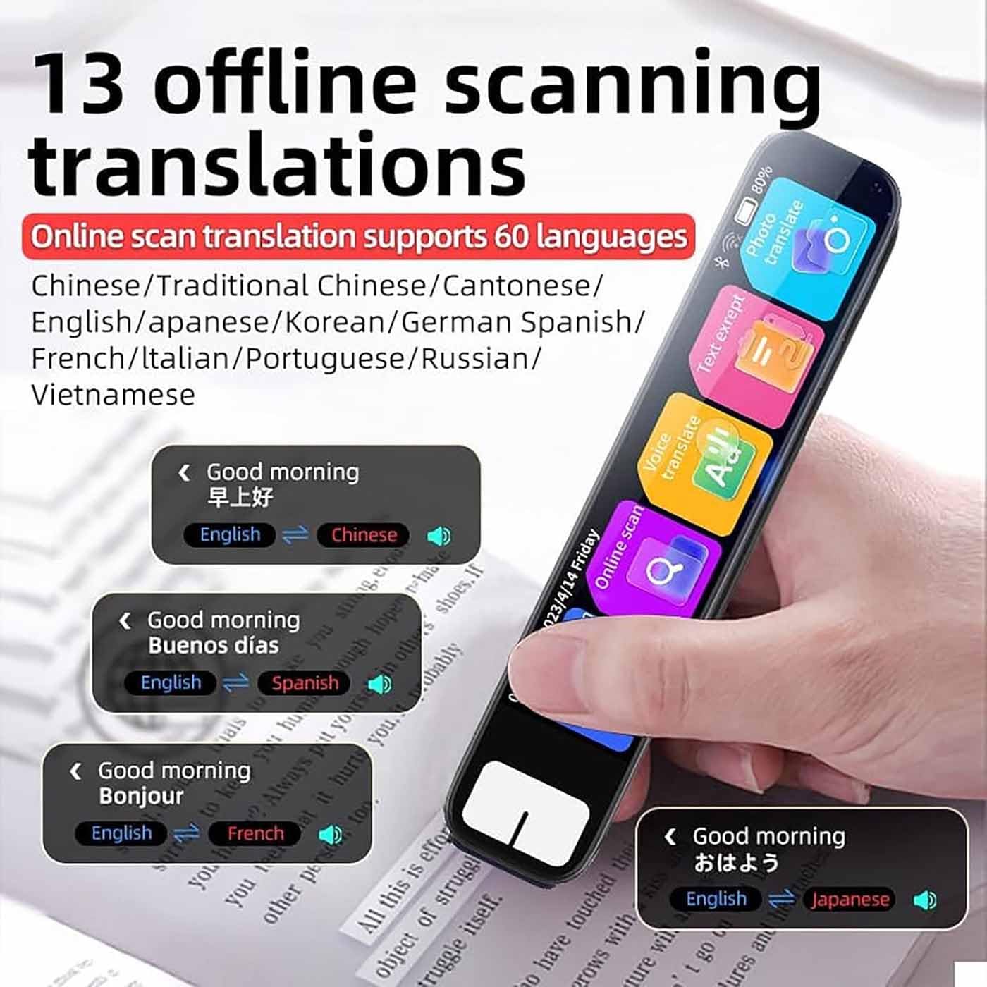 Scan Sense Pen,Scansense AI Smart Pen,Smart Language Scan Translator Pens,Multi-line Scanning Reading Pens,Real Time Reader Scanner for Dyslexia,Elderly,Students,Travelers