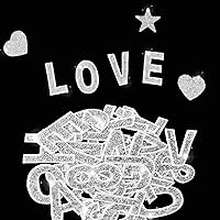 Vista 5 de 47 calcomanías de letras y números con diamantes de imitación, grandes, autoadhesivas, calcomanías de corazón con purpurina de cristal para ropa
