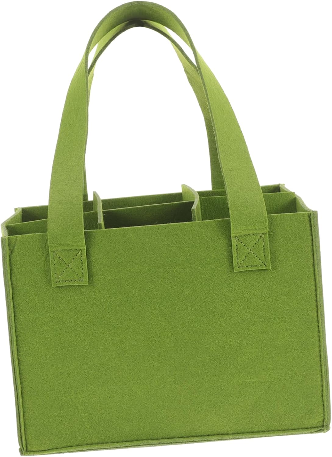 Felt Wine Storage Bag Portable Divider Carrier for 6 Bottles, Green