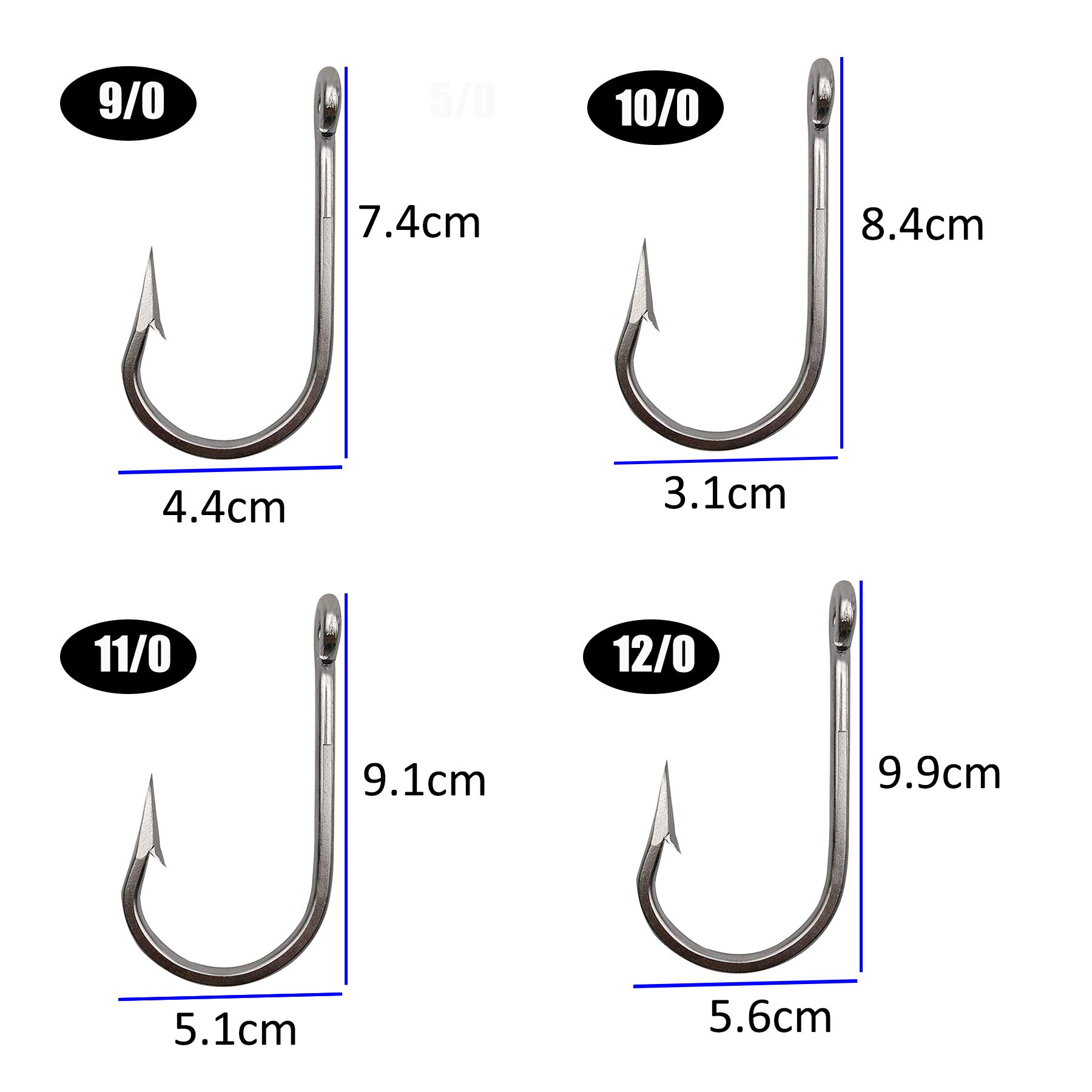 Saltwater Fishing Hooks - Stainless Steel Big Game Shark Tuna Fishing Hooks Forged Ringed Thick Hooks 7732, 10pcs/pack(7/0-10pcs) - Image 4