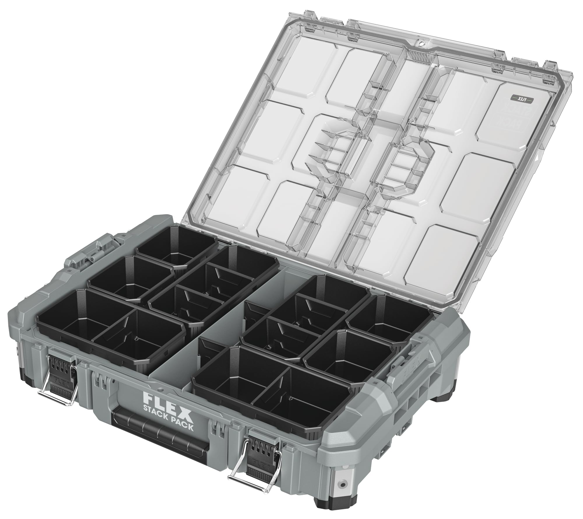 Flex Walizka transportowa Big Organizer STACK (z odpornego na uderzenia tworzywa sztucznego, dł. x szer. x wys. 560 x 397 x 143 mm, z metalowym zamknięciem ryglowym, walizka narzędziowa) 531467