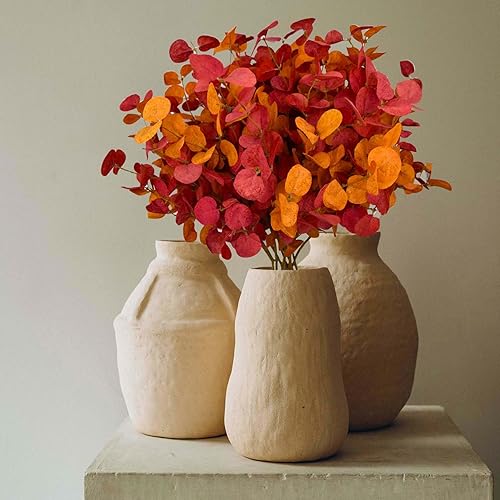 Miniatura 9 de TGANNYOCR 12 tallos de eucalipto artificiales, ramas de eucalipto sintético, tallos de vegetación artificial para decoración de centros de mesa del