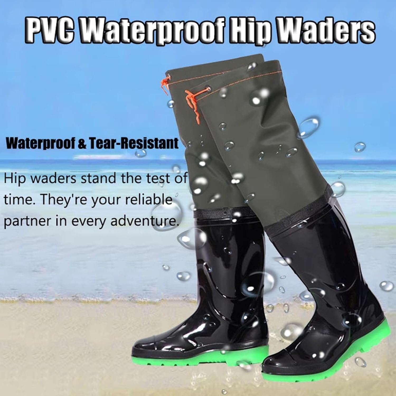 KomNWF LXXW Fishing Chest Waders PVC Fishing Frog Shoes, Waterproof, Wear-resistant, Fishing Waterproof Shoes, Tall Down Shoes hunting waders(6)