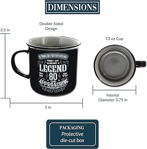 Miniatura 3 de Pavilion Gift Company - 80 años - Taza de cerámica de 13 onzas, taza de café de doble cara, regalo de cumpleaños, chicos, mujeres, mamá, papá,