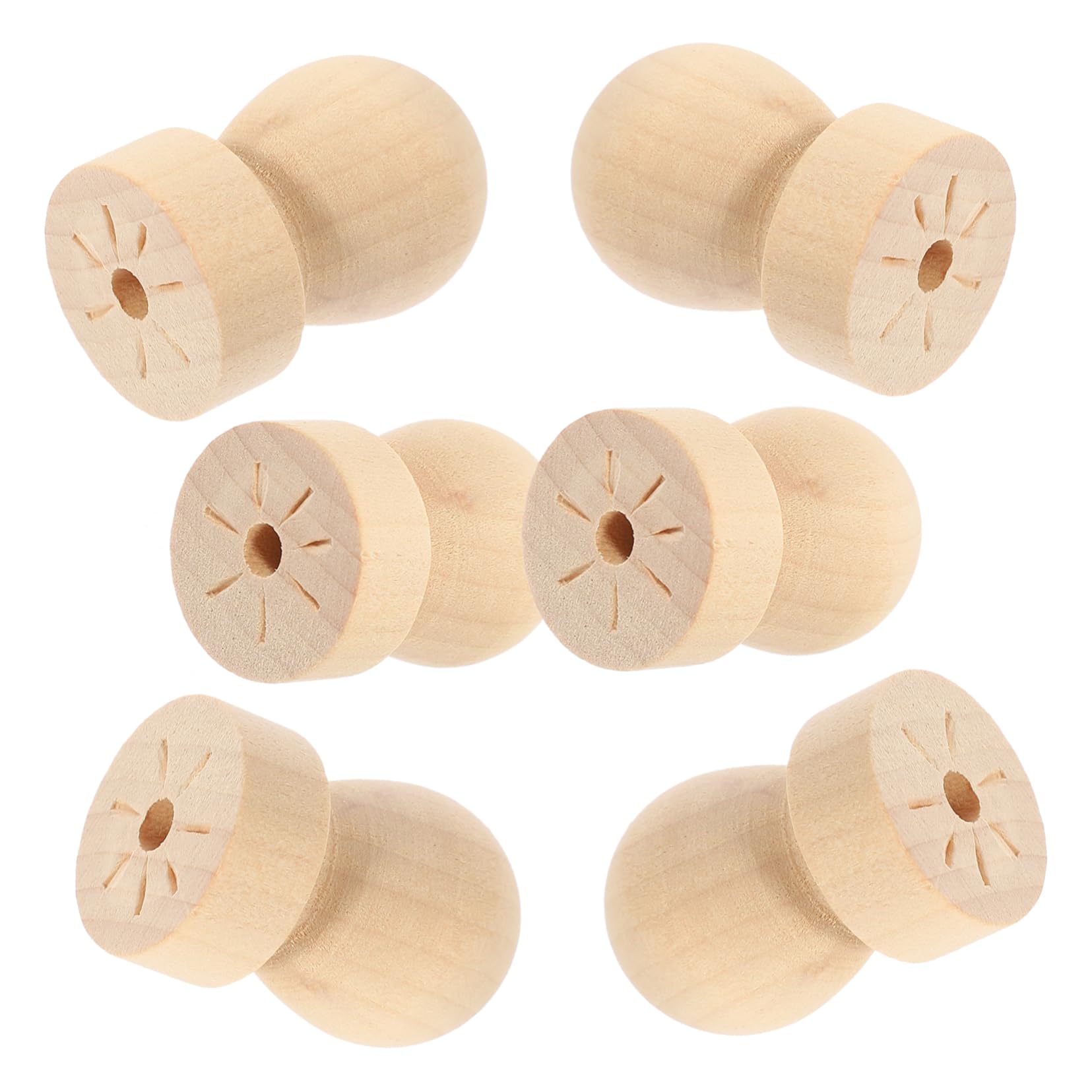 Gadpiparty 5 Sätze Festes Rundgriff Wachssiegelstempel Hochzeit Handhaben Wachsstempel Amboser Runder Stempelgriff Aus Holz Griff Für Scrapbooking-Stempel 6 Stück * 5