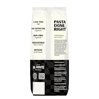 Al Dente Spinach Fettuccine 6-pack: Traditional Egg Pasta | All-Natural Handcrafted Artisanal Pasta Noodles Made w/ Cage-Free Eggs & European Durum Wheat Semolina, Non-GMO, Kosher
