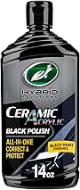 Turtle Wax 53448 Hybrid Solutions Ceramic Acrylic Black Polish and Wax Formulated for Black Car Paint, Removes Surface Scratches and Swirl Marks, Provides Water Repellency, 14 oz. (Pack of 1)