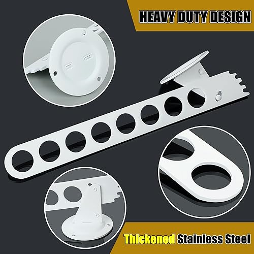 Miniatura 5 de Alise Perchero ajustable para ropa, perchero blanco para montaje en pared, estante de secado plegable resistente de 8 agujeros, sistema colgante de