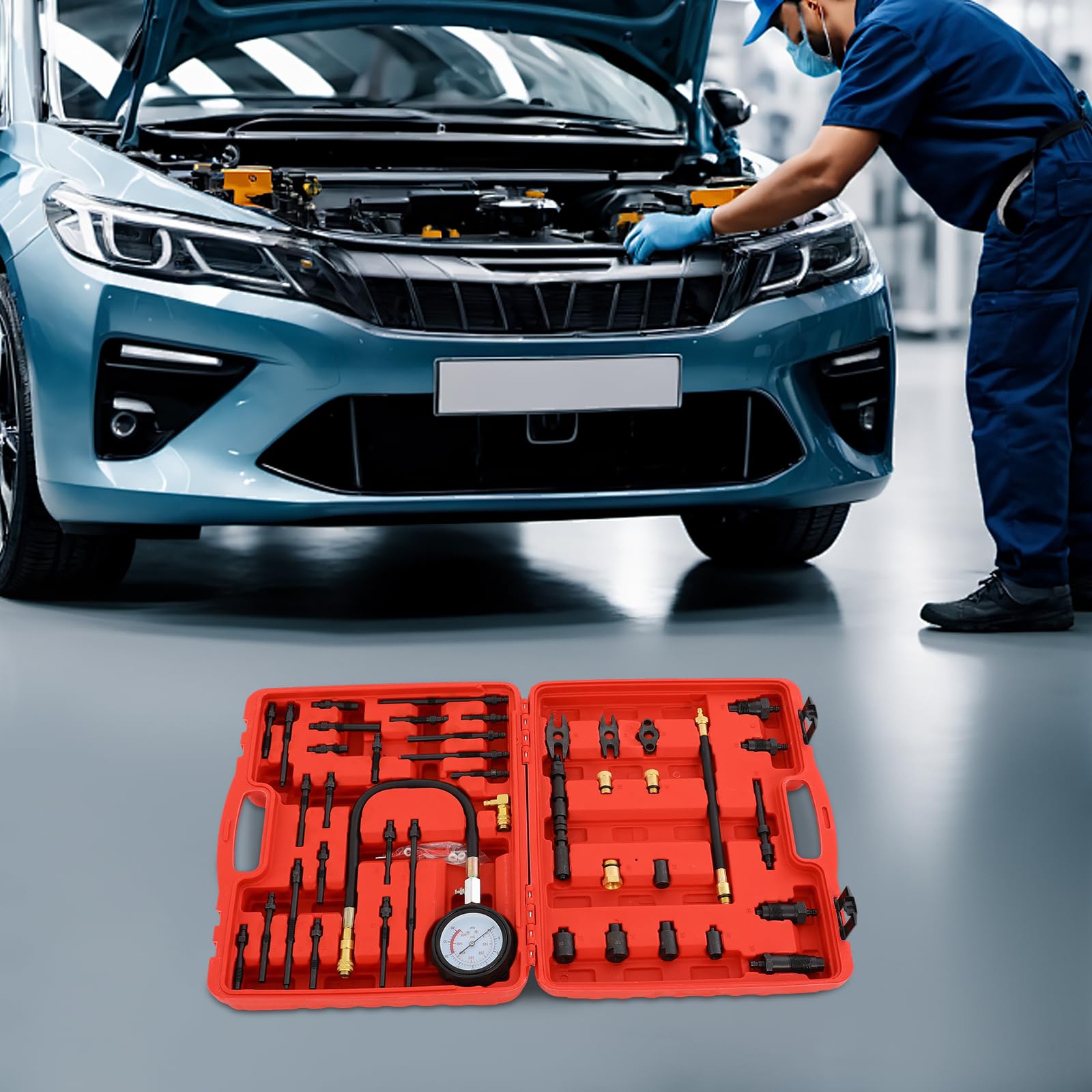 Tester di compressione per motori a benzina e diesel, 0-40 bar