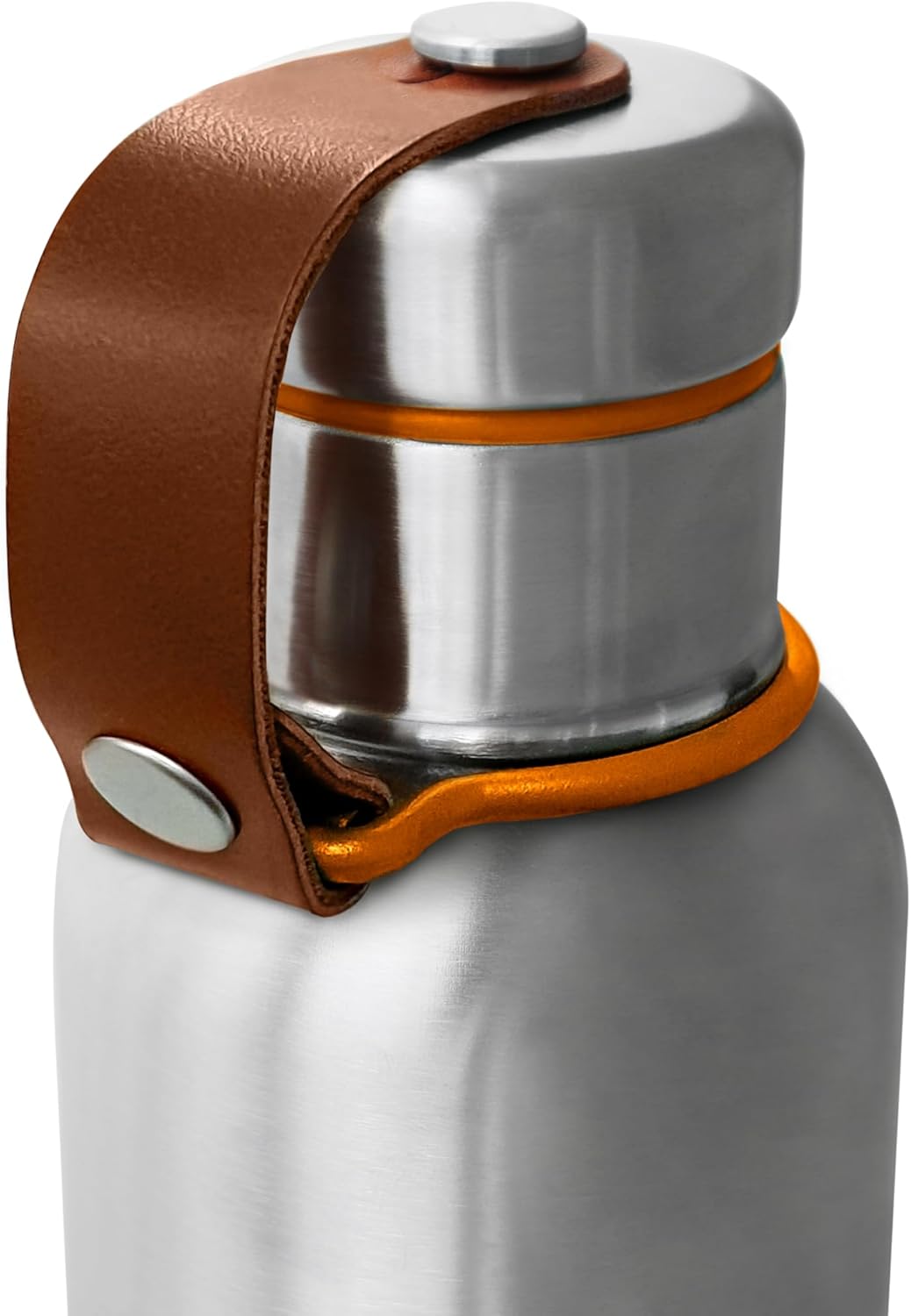 Black+Blum - Water Bottle - Stainless Steel Thermal Insulated Leak Proof Travel Thermo Flask with Wide Spout and Stylish Vegan Leather Carry Loop - Keeps Hot for 12hrs, Cold for 24hrs, Orange - 500ml - Image 5