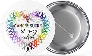 Busybee Creates Cancer Awareness Ribbon Pin, Cancer Button Badge 2.25"