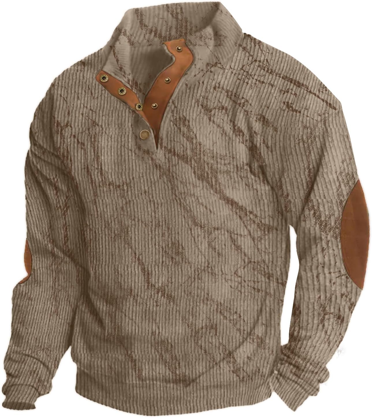 Mens Casual Corduroy Sweatshirt Long Sleeve Stand Collar 1/4 Button Up Pullover Fall Polo Sweaters
