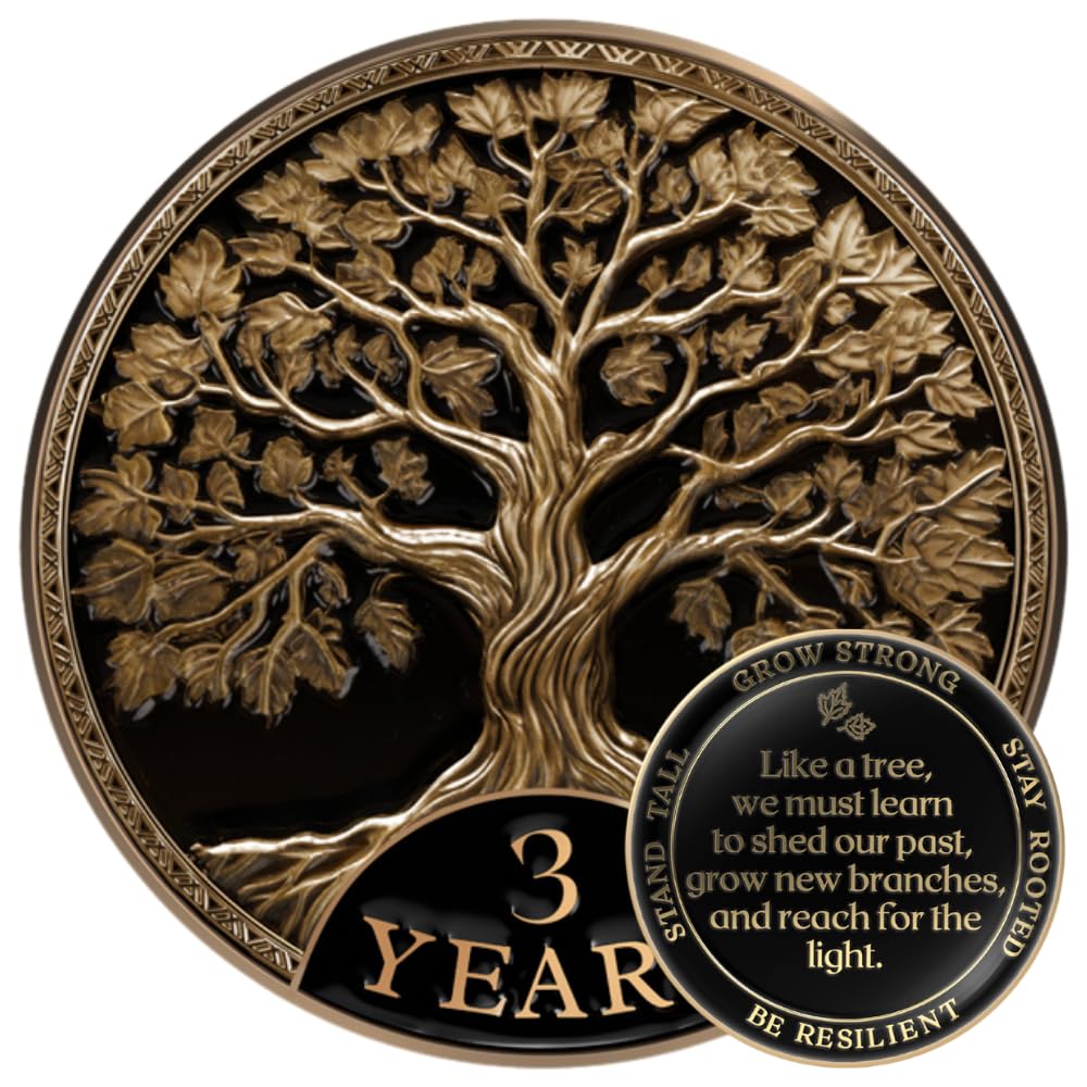 MilestoneMint 3 Year Sobriety Coin, Tree of Life, AA Coins and Medallions