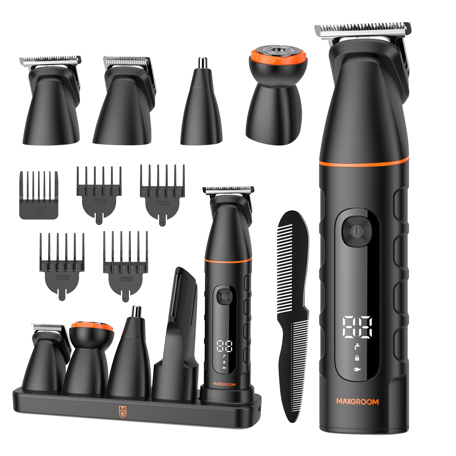 MAXGROOM 10-in-1 Electric Beard Trimmer for Men - Nose Hair Trimmer, Hair Clippers, Electric Shaver for Face/Body/Manscape Waterproof Grooming Kit - Perfect Boyfriend Husband Father Gifts