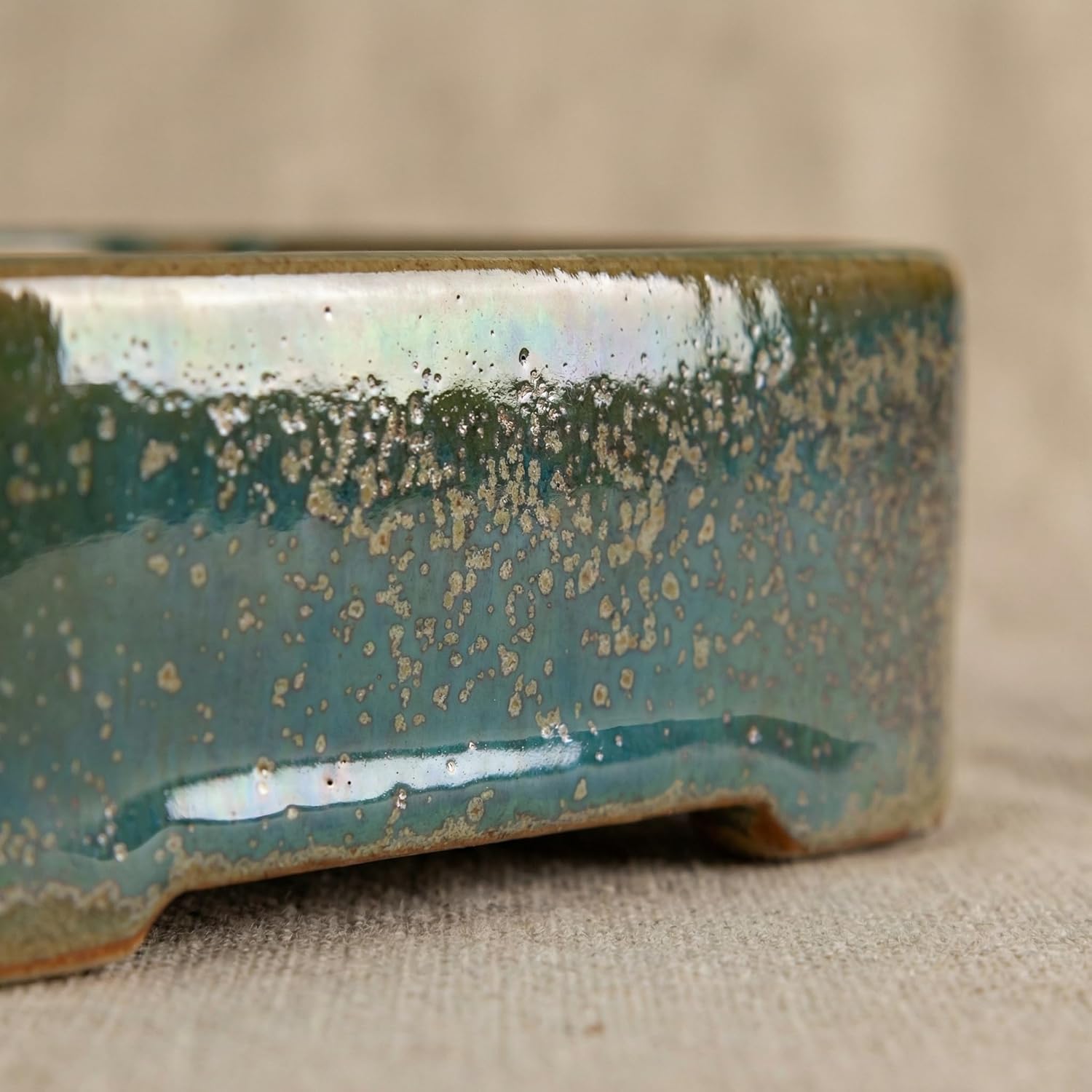 Ceramic Bonsai Pot Set - 6.3" Rectangular Planter with Drainage Tray, Handmade Kiln-Glazed, Indoor/Outdoor for Succulents, Herbs, Bonsai | Unique Gift for Plant Lovers