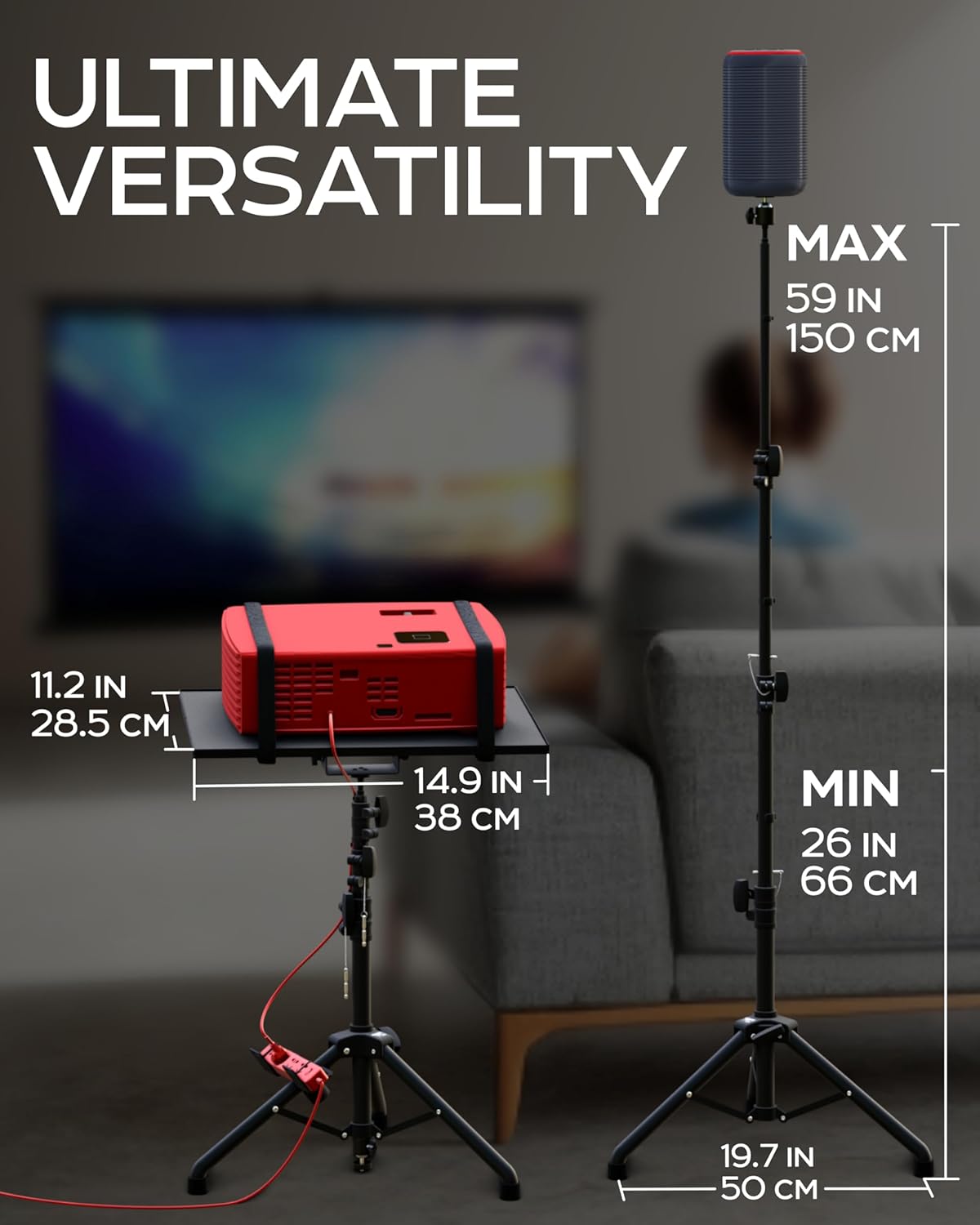 PropVue 100" Projector Screen with Stand & Universal Projector Tripod Stand