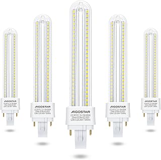 Aigostar - 2 pinos lâmpada PLC 2U, tubo de 15 W, milho G24d-3, luz fria 6500K, 1610 Lm, não regulável, pack de 5 lâmpadas LED
