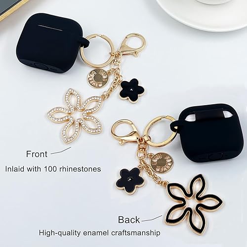 Miniatura 7 de Funda compatible con AirPods 4, funda protectora de silicona para Airpod 4 con llavero brillante, funda para auriculares inalámbricos Apple AirPods