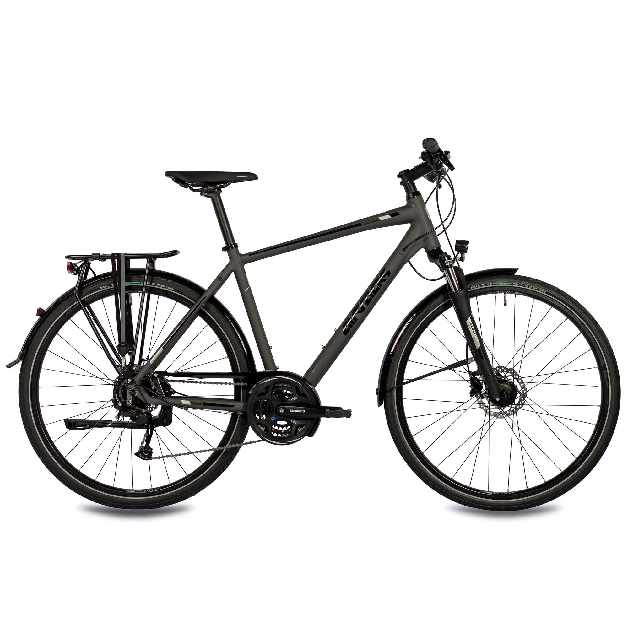 Airtracks Herren Trekking Fahrrad 28 Zoll TR.2835 Trekkingrad 24 Gang Shimano ALIVIO RD-M3100 SGS - Schwarz Matt - Rahmenhöhen 52cm 56cm und 60cm - Modelljahr 2026