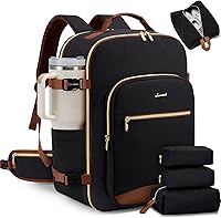 Vista 25 de LOVEVOOK Mochila de viaje de 40 L para mujeres y hombres, equipaje de mano aprobado por aerolíneas con 3 cubos de embalaje, bolsas de noche TSA