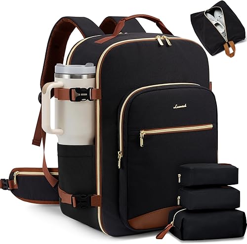 Miniatura 25 de LOVEVOOK Mochila de viaje de 40 L para mujeres y hombres, equipaje de mano aprobado por aerolíneas con 3 cubos de embalaje, bolsas de noche TSA