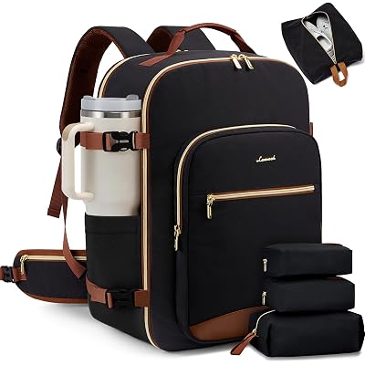 LOVEVOOK 56L Travel Backpack for Women & Men, Airline Approved Carry On Luggage with 3 Packing Cubes, TSA Overnight Bags, Waterproof Personal Item Bag, Weekender Essentials Backpacks fits 17" Laptop