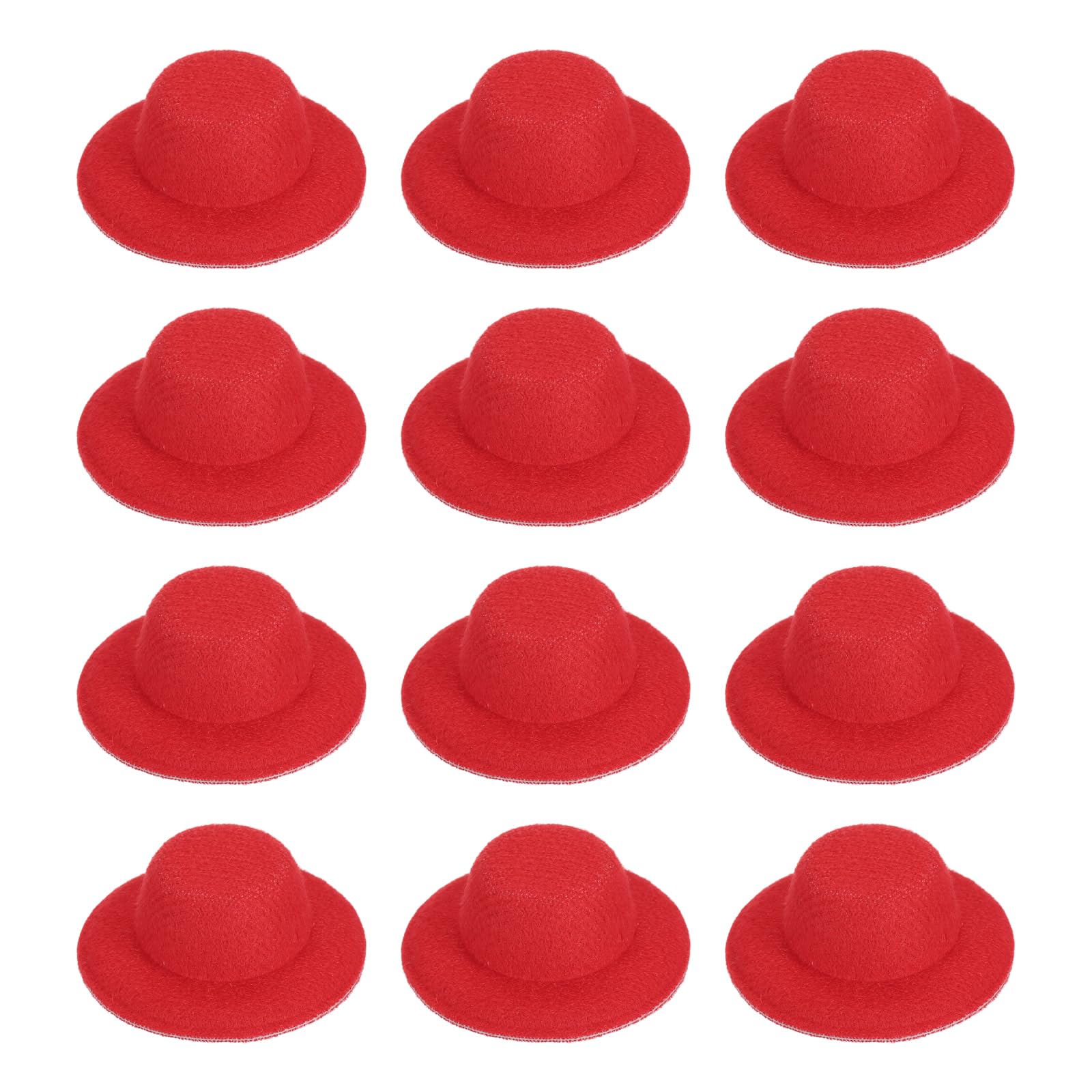 PATIKIL 3.1 Inch Mini Formal Hats, 12 Pcs Miniature Doll Hats Mini Top Hat for Crafts Hair Accessories Decorate Doll Snowman, Bright Red