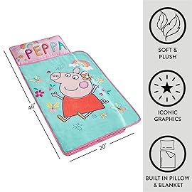 Peppa Pig Toddler Nap Mat with Pillow and Blanket,Quilted Sleep Mat for Kids,Soft & Portable,20 x 46, Ideal for Daycare, Preschool, Travel, or Naptime
