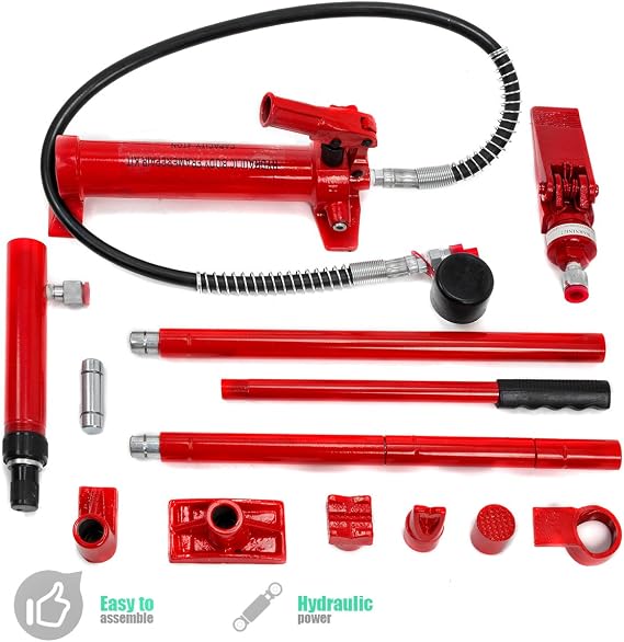 XtremepowerUS 4 Ton Porta Power Hydraulic Jack Body Frame Repair Kit Auto Shop Set Truck, Farm, Garage Auto Body Car Repair with Storage Case
