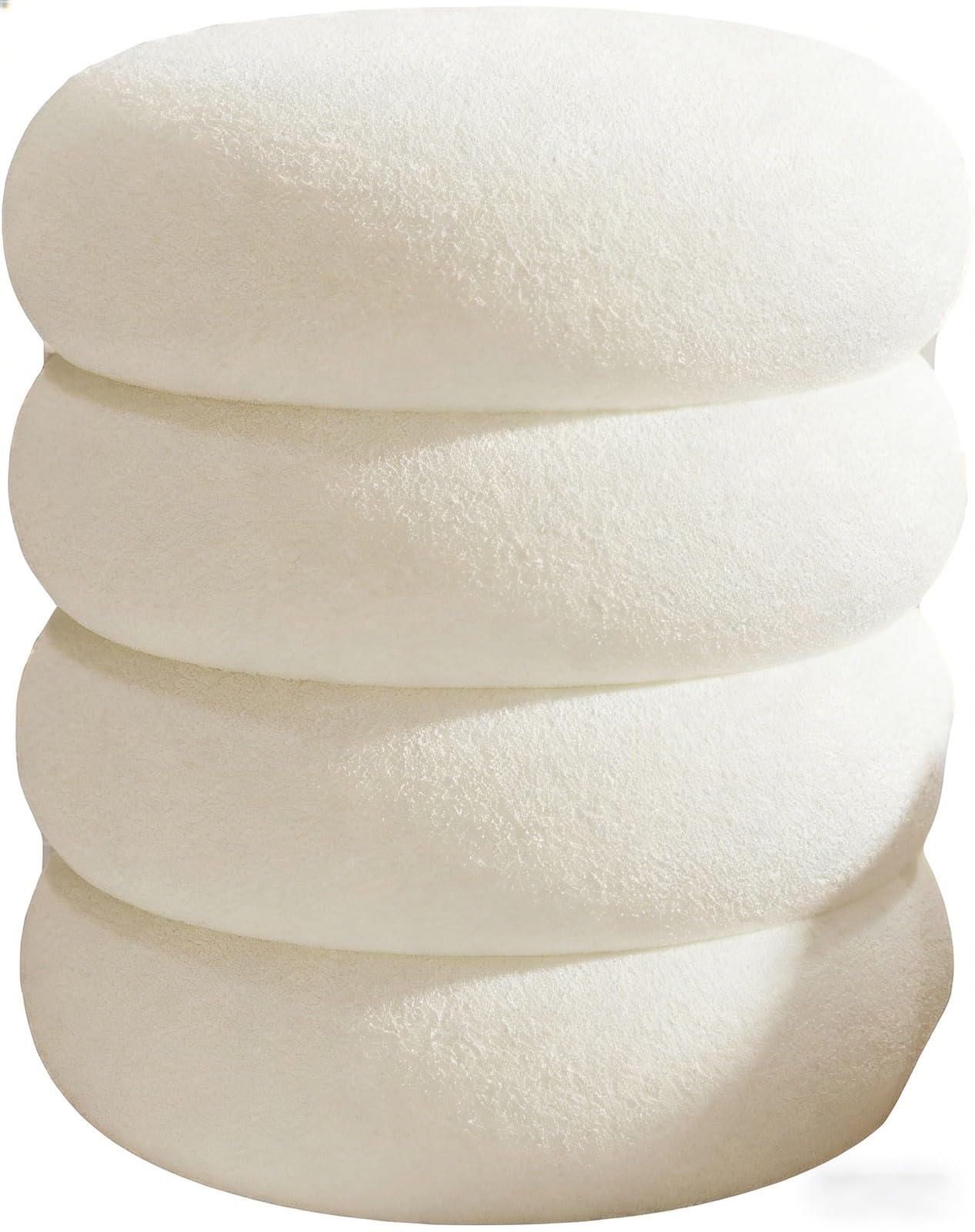 SXZenSpace Round Foot Stool With Storage - Modern Dressing Table Pouffe Footstool Vanity Seats Chairs Footstools(White/4th)