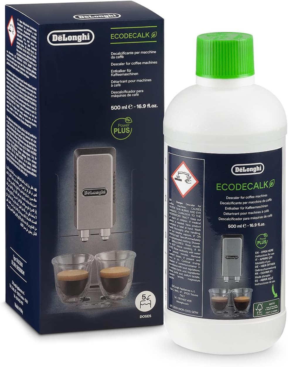 Product Review for De'Longhi EcoDecalk Descaler, Eco-Friendly Universal Descaling Solution for Coffee & Espresso Machines, 16.90 oz (5 uses), with the price of : $19.95,Based on the following description : MADE BY DE'LONGHI. The No.1 world-leader in espresso and coffee machines.,KEEP YOUR MACHINE RUNNING SMOOTHLY AND YOUR COFFEE TASTING GREAT. The timely use of this product will help your machine’s performance, keeping a consistent speed to brew, and the ideal temperature cup after cup.,POWERFUL, SAFE AND EFFECTIVE FORMULA. A fast-acting descaling agent with the ideal concentration of plant-based lactic acid that is formulated to effectively and safely remove limescale and mineral deposits.,MADE USING PLANT-BASED INGREDIENTS. A biodegradable and Eco-friendly solution that has been thoroughly tested to be safe to clean a coffee maker’s food-graded internal components.,UNIVERSALLY COMPATIBLE WITH OTHER BRANDS. As worldwide leaders, we intimately understand coffee and espresso machines. Our unique solution is suitable for other brands and models of coffee makers.,15 MONTH SUPPLY. The frequency of use of the machine determines the limescale build up - for an average household it is suggested to descale approximately every 3 months.,EASY-TO-USE. Simply pour 100ml (1 dose) per descaling process and follow the directions of your coffee or espresso machine., and and average Review : 4.7 out of 5, and the following summary of users reviews: Customers like the value for money, instructions, and cleaning ability of the product. They mention it works well, is well worth the price, and is easy to dispense. Some also like the taste and descaler quality. However, some customers have reported that the product arrived all leaking from the bottle. Opinions differ on the smell. AI-generated from the text of customer reviews