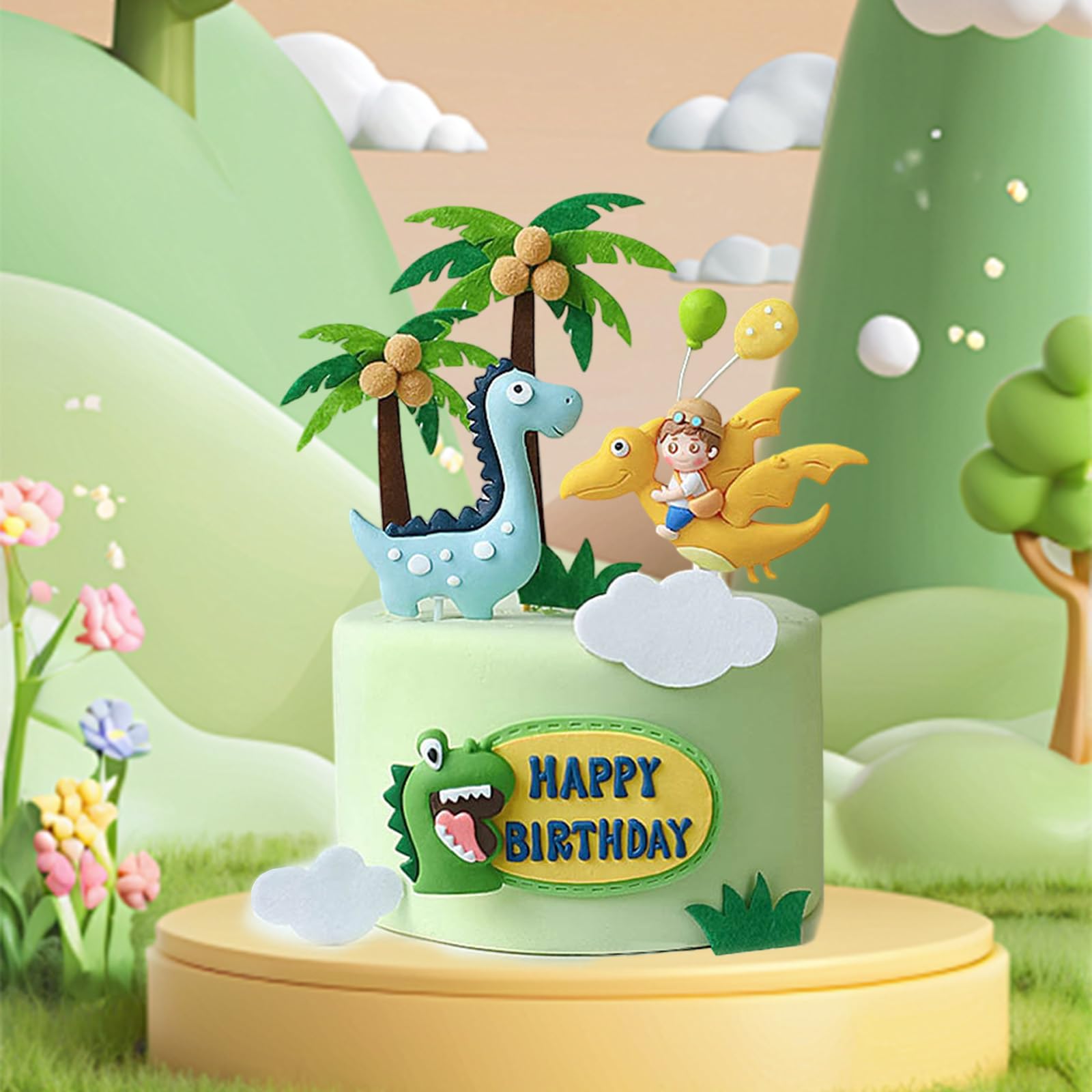 Decorazioni Torta Dinosauri 15 Pezzi - Set Compleanno Per Bambini, Tema Preistorico - Foto 2