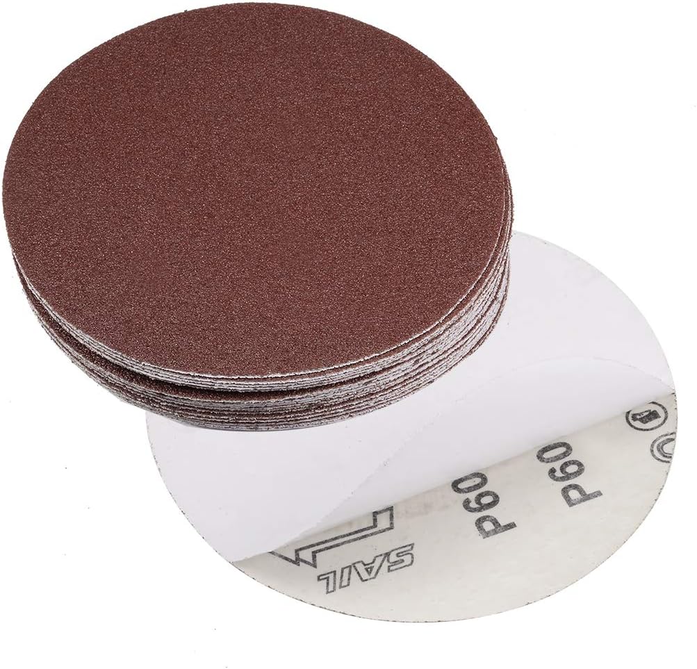 uxcell 6" PSA Sanding Discs 60 Grits Self Stick Aluminum Oxide Sandpaper for Random Orbital Sander Wood Metal Dry Polishing 20pcs