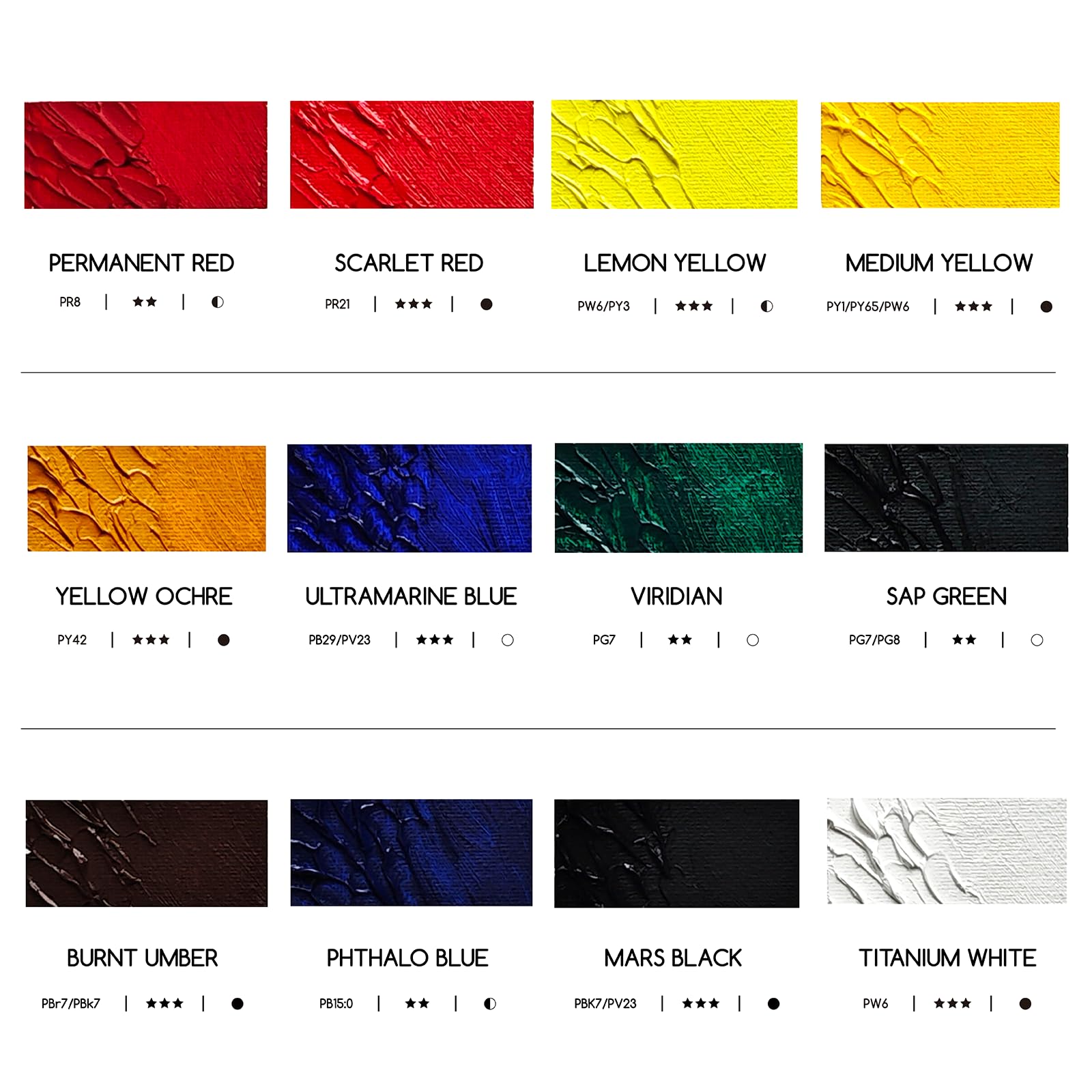MEEDEN Peinture à l'Huile Kit - 12 Couleurs x 170ml/5.7oz Tubes Professionnels pour Adulte - Peinture Huile Artiste pour Tableau Verre Bois Toile