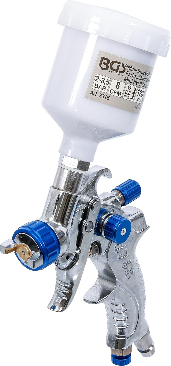 BGS 3315 Mini Air Paint Spray Gun, Silver/Blue/White, 120 cm
