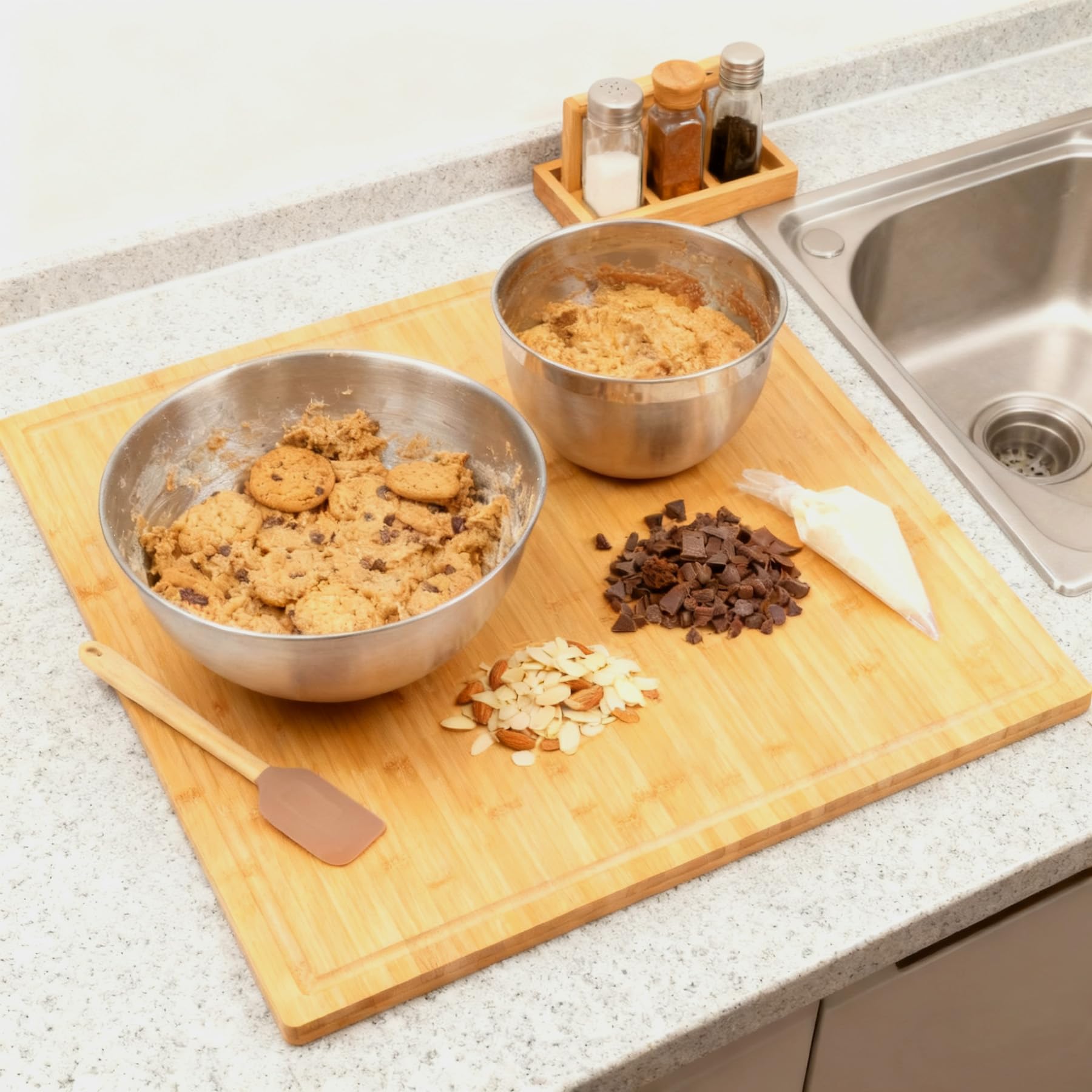 Utoplike Extra XL großes Schneidebrett, Bambus-Schneidebretter für Küche | Big Butcher Block Schneidebrett 50.7 x 50.7 x 2.5 cm mit Saftrillen