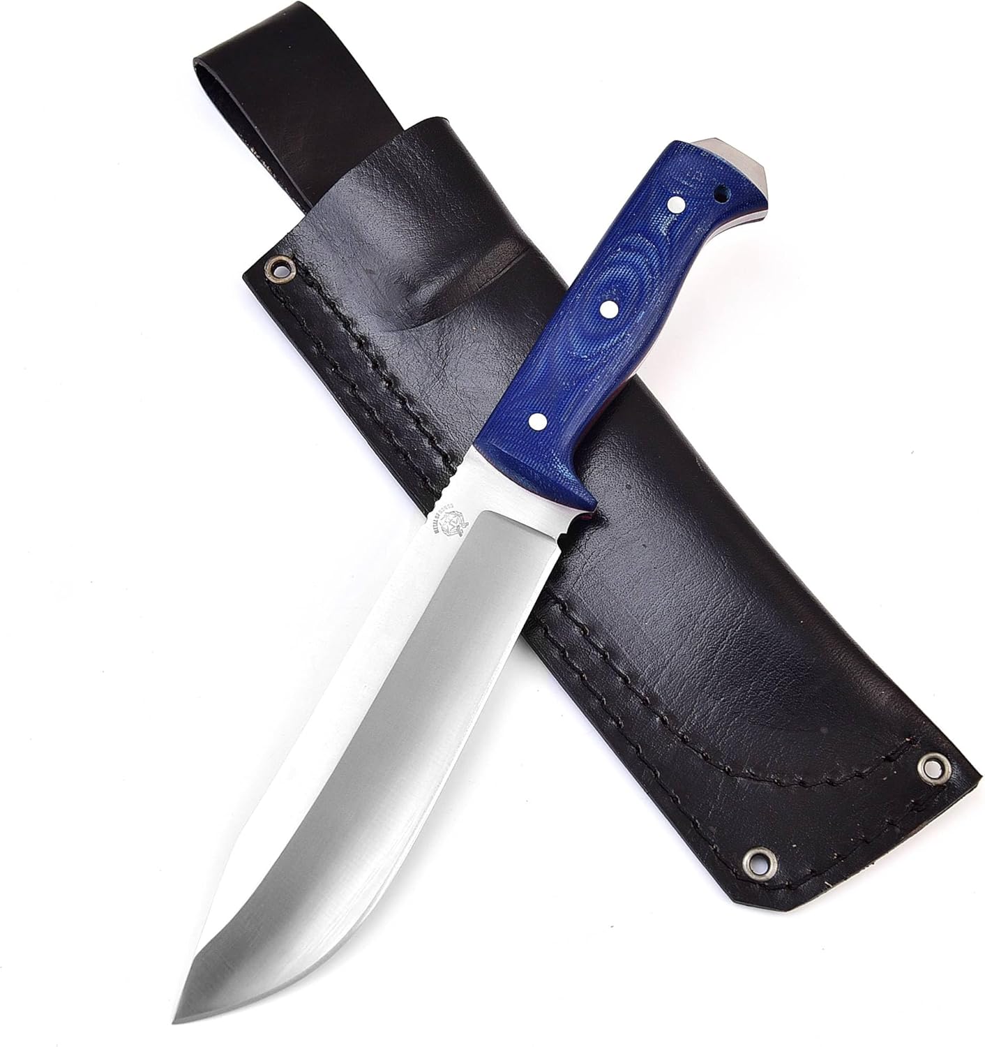 Bushcraft Knife with Sheath,11.5 inch Fixed-Blade, Handmade Outdoor Full Tang Knives, Camping Knives, Hunting Knives, Survival Tactical Camp Knives, Made of D2 Steel (BLUE)