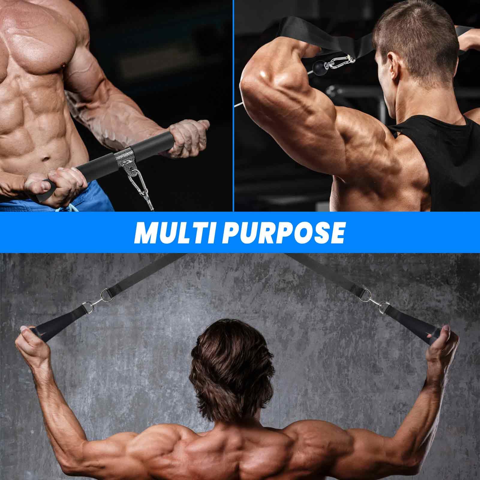 Carrucola Palestra Attrezzatura per Casa, 3 in 1 Lat Machine Palestra Casa con Maniglie Barra per Cavi Incrociati, Fitness Home Gym Accessori Bicipiti Tricipiti Corda Puleggia