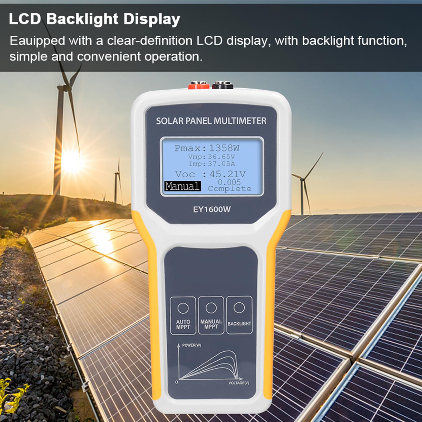 Multimetro per pannello fotovoltaico da Tester MPPT per pannello solare Dispositivo per test di tensione a circuito aperto Tensione massima del punto di potenza Misuratore di test di