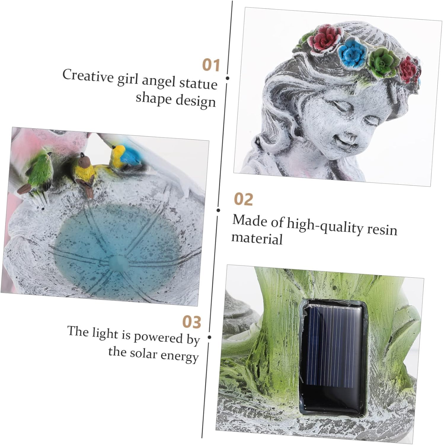 Gadpiparty Resin Solar Powered Fairy Garden Statue Light Decor Outdoor Lawn Ornament for Garden Scenes Hand-Painted Solar Figurine LED Light