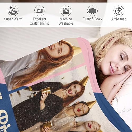 Miniatura 11 de Manta personalizada de doble cara, regalos de Navidad para familiares y amigos, manta personalizada con texto fotográfico para mamá, papá, abuela